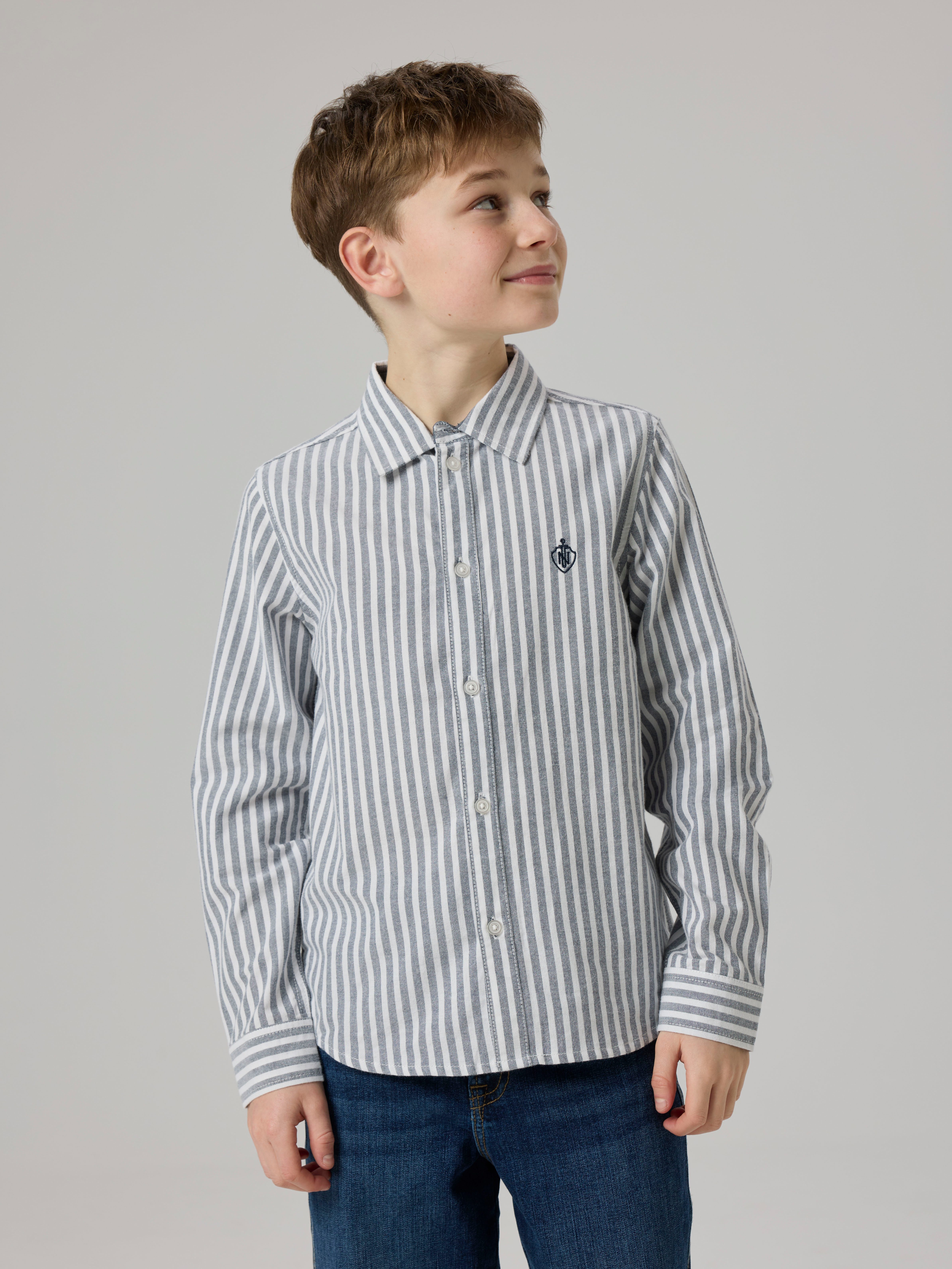 Name It Langarmhemd NKMNEWSA für Jungen mit Knopfleiste und Baumwollkomfort unifarben, casual, regular fit, Baumwolle, Hemdkragen