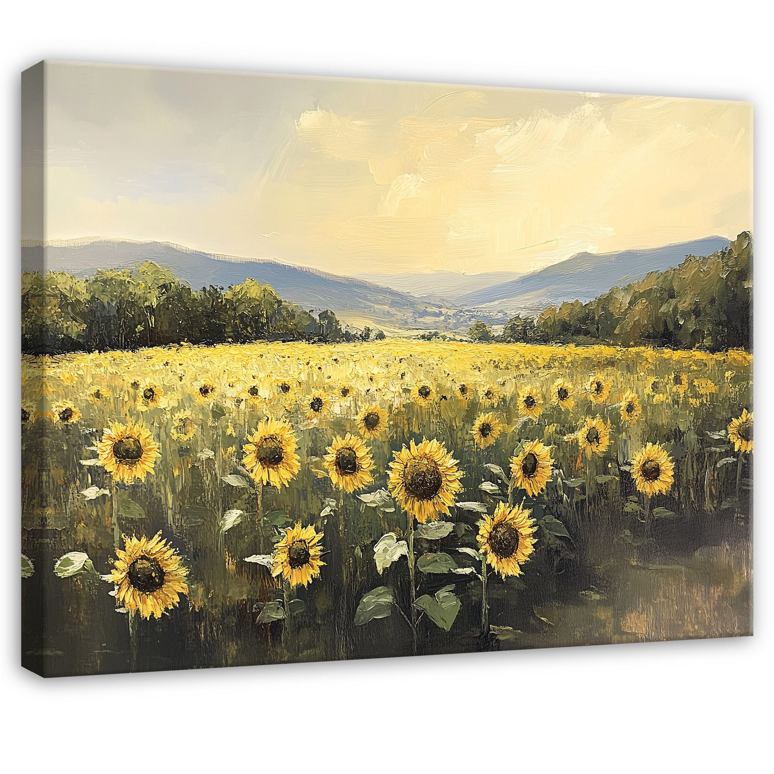 Wallarena Leinwandbild Blumen Sonnenblumen - Gelb - Elegant - Wohnzimmer, Blumen, 40x30x2cm