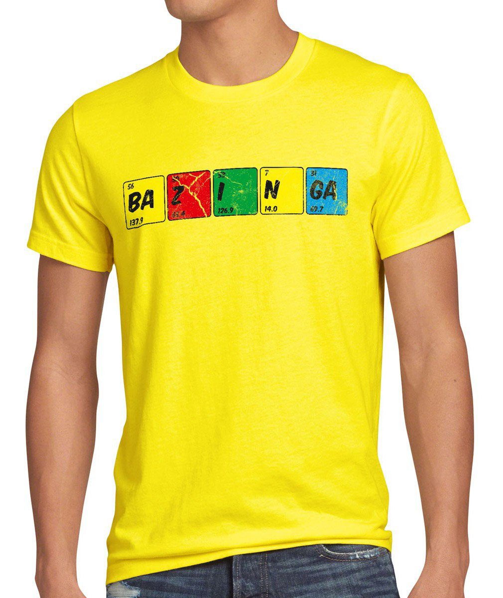 style3 Print-Shirt Herren T-Shirt Sheldon Periodensystem chemie theory cooper bazinga big bang tbbt gelb