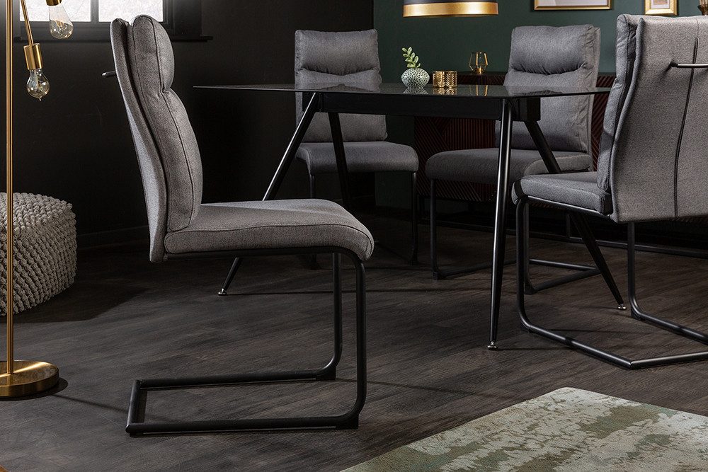 riess-ambiente Freischwinger COMFORT grau, Esszimmer · Webstoff · Metall · Modern Design