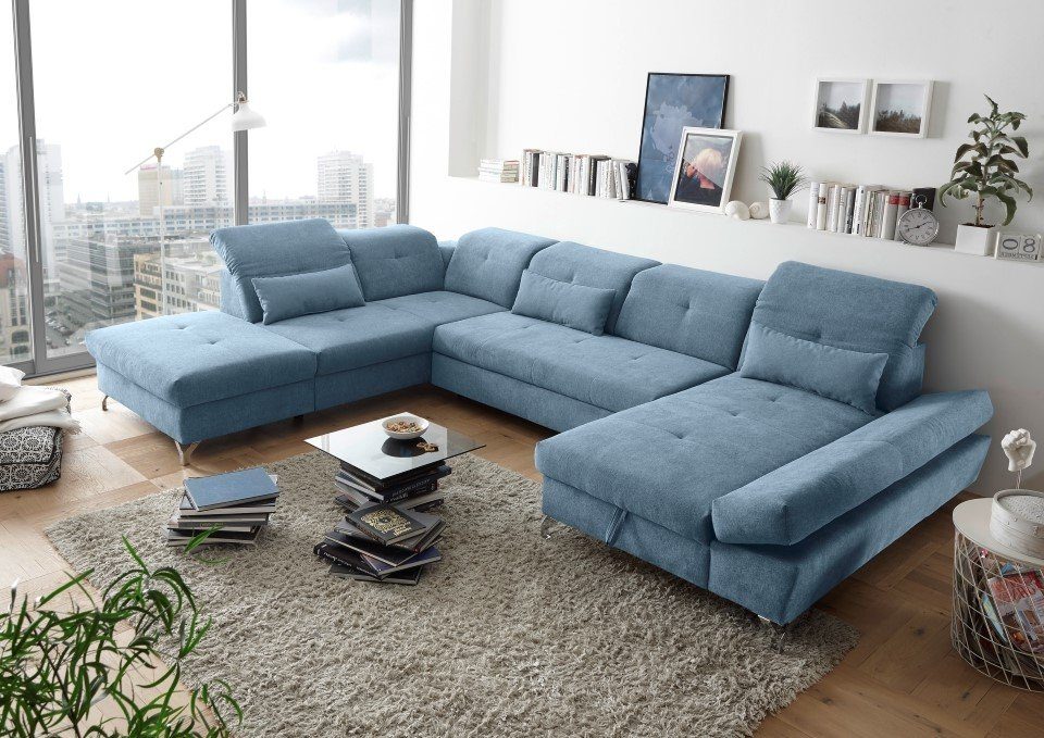 ED EXCITING DESIGN Wohnlandschaft Melfi, mit Schlaffunktion, Bettkasten, Kopflehnenfunktion