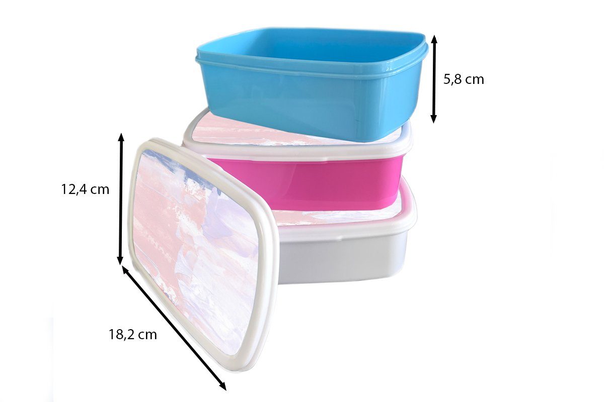 Brotbox - Kunststoff, MuchoWow weiß Lunchbox und Farbe, - für Brotdose, Gestaltung für (2-tlg), Jungs Kinder und Mädchen Pastell Erwachsene,