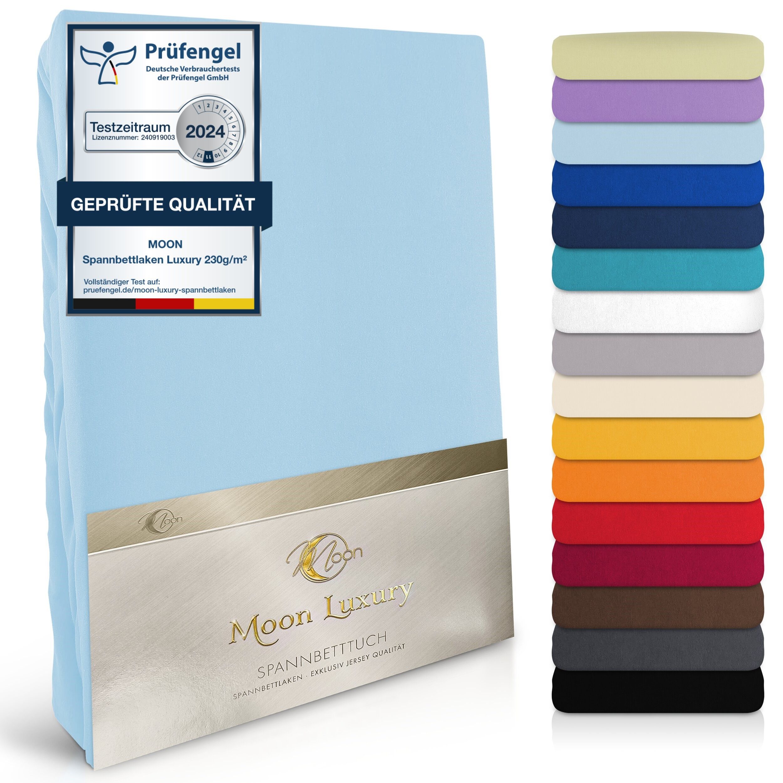 MOON Heimtextilien Spannbettlaken MOON-Luxury Spannbettlaken Jersey Stretch 230g/m², 97% Mako-Baumwolle 3% Elastan