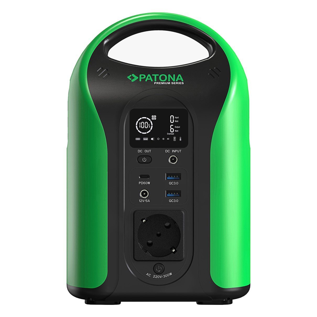 Patona Tragbare Powerstation Outdoor 300 Powerstation Powerstation (1 St), 300W 283Wh PD60W USB5V/3A DC12/5A DC5525