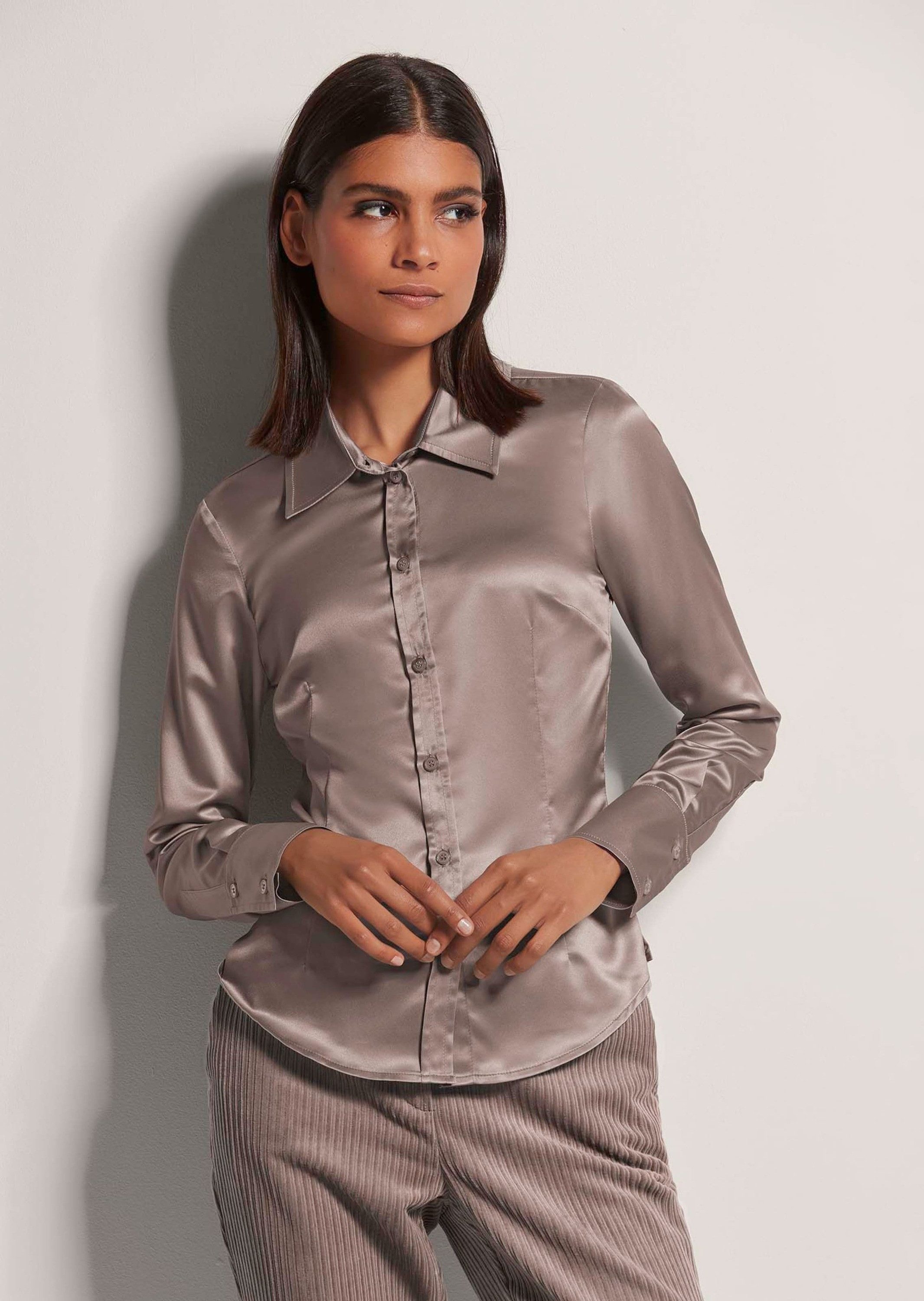 MADELEINE Hemdbluse Langarm Satinbluse mit edlem günstig online kaufen