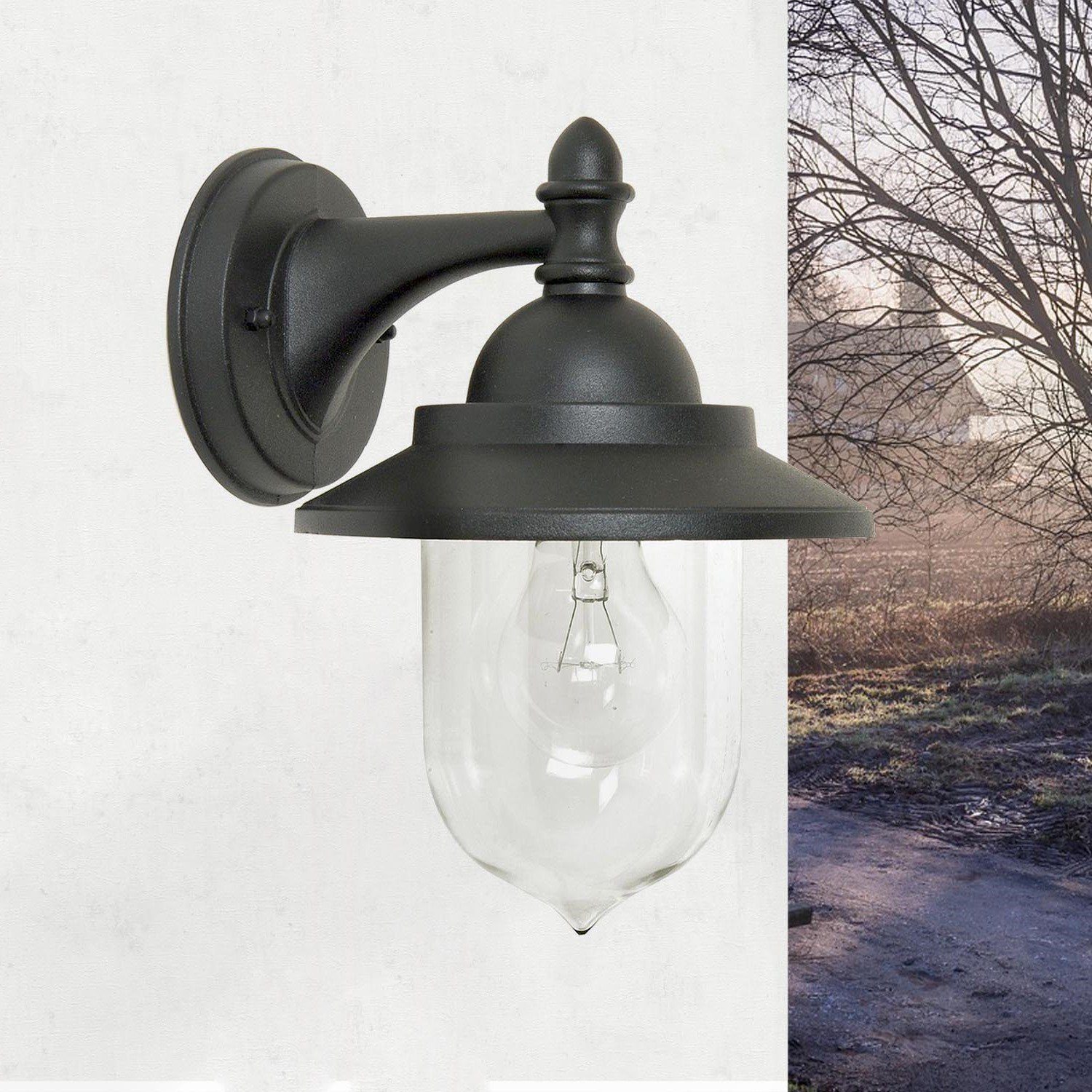 Licht-Erlebnisse Außen-Wandleuchte AMMOS, ohne Leuchtmittel, Wandlampe Schwarz Aluminium maritim Terasse Garten Hof Haus Lampe