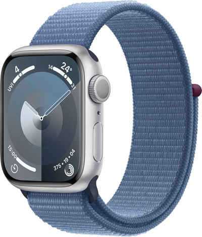 Apple Watch Series 9 GPS Aluminium 41mm One-Size Smartwatch (4,1 cm/1,69 Zoll, Watch OS 10), Sport Loop