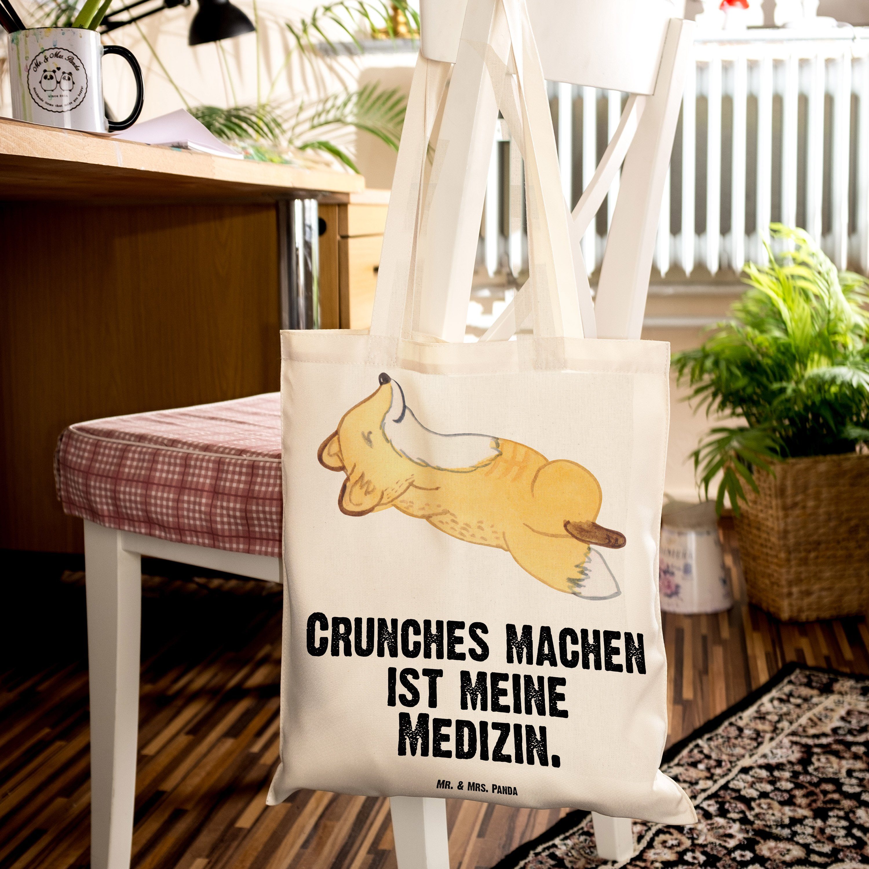 Mr. & Mrs. Panda Tragetasche - - Jutebeutel, Fuchs Geschenk, Einkaufs Crunches Transparent (1-tlg) Medizin