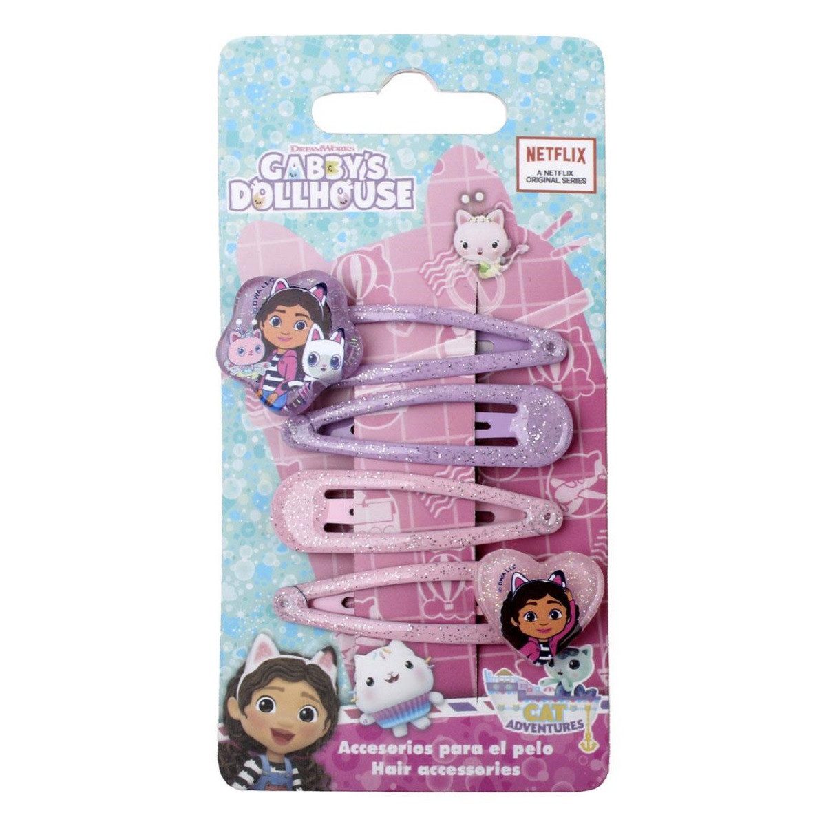 Cerda Haarspange Gabby’s Dollhouse Set 4 bunte Clips für Kinder & Mädchen, 4-tlg.