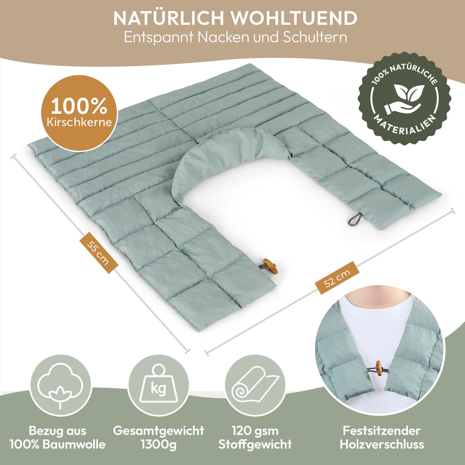 Blumtal Kirschkernkissen Nacken Schulter gegen Nackenschmerzen für die Mikrowelle