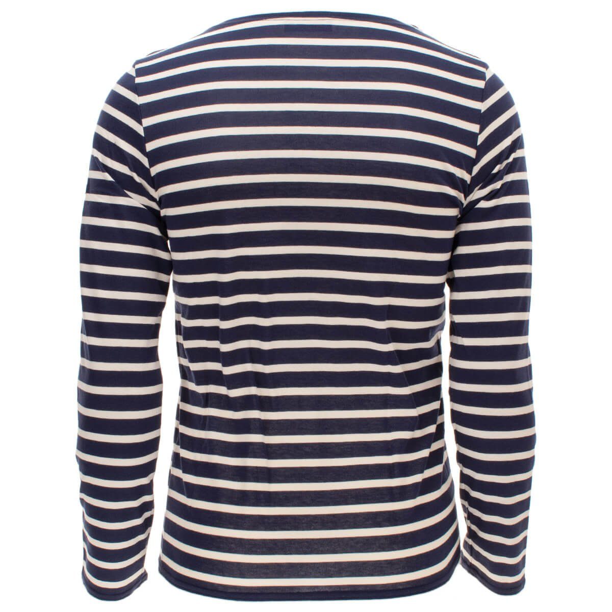 Saint James Langarmshirt Minquiers Unisex Shirt Streifen mit 9858 aus Baumwolle Blau-Beige(51) Modern