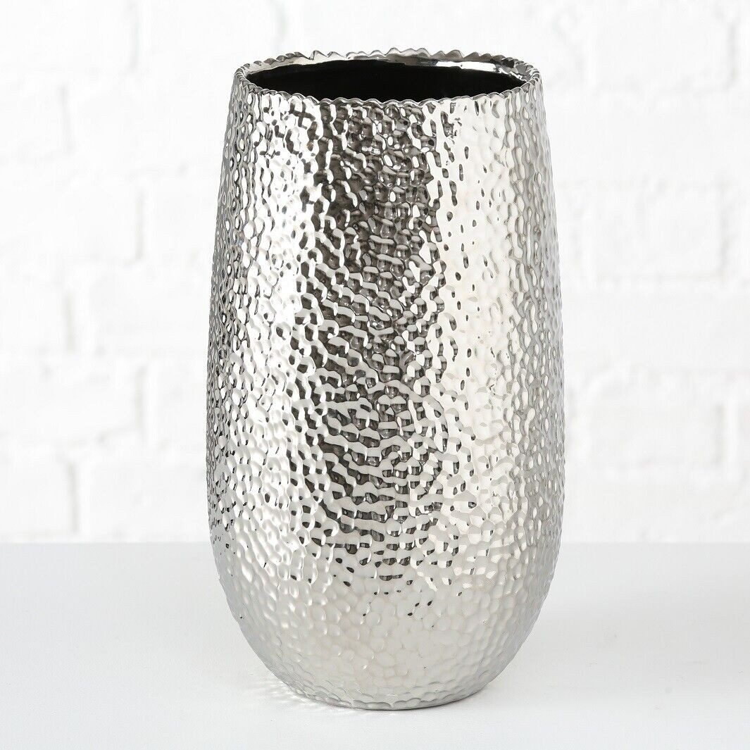 BOLTZE GRUPPE GmbH Dekovase Vase Lajos Blumenvase silber Steingut Ø 17 cm H günstig online kaufen