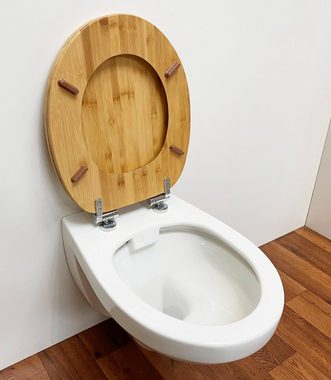 ADOB WC-Sitz Bambus dunkel, mit Absenkautomatik, geeignet für alle handelsüblichen WC's