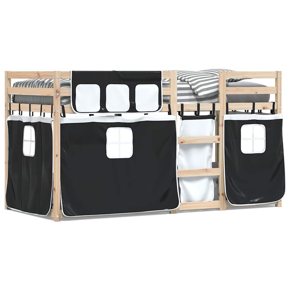 vidaXL Bett Etagenbett ohne Matratze Schwarz 90x190 cm Massivholz Kiefer, Etagenbett ohne Matratze Schwarz 90x190 cm Massivholz Kiefer