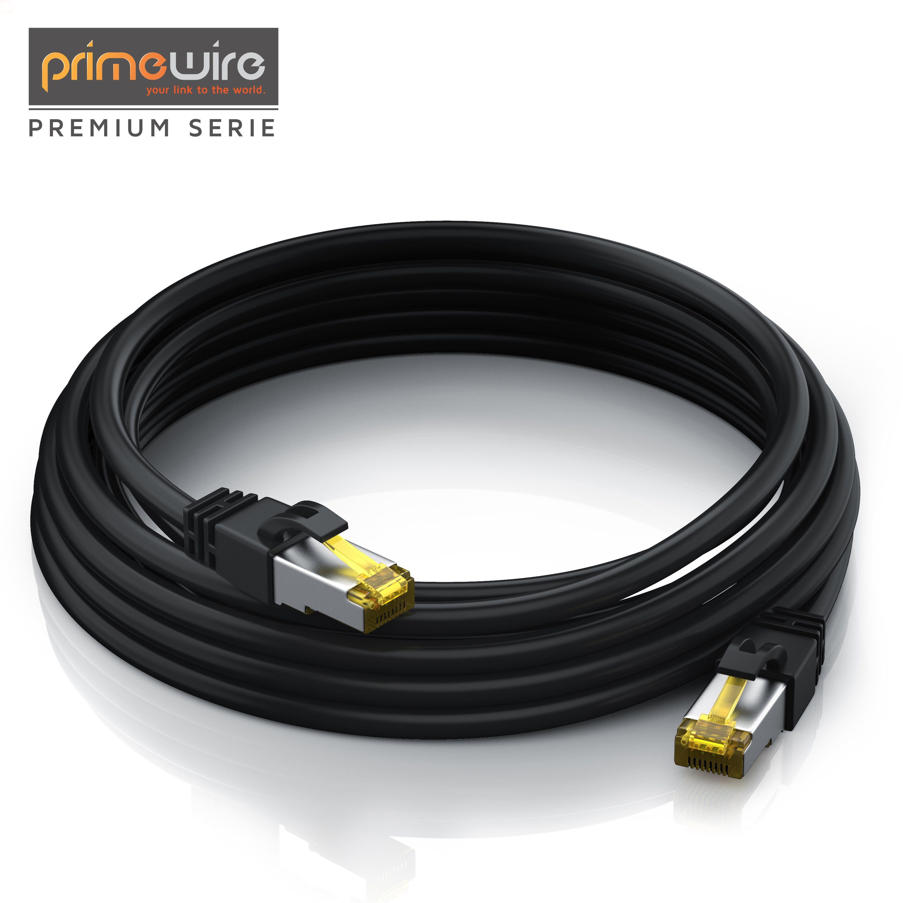 Primewire LAN-Kabel, CAT.7, RJ-45 (Ethernet) (25 cm), Gigabit Ethernet S/FTP Netzwerkkabel, 10000 Mbit/s, Patchkabel - 0,25m