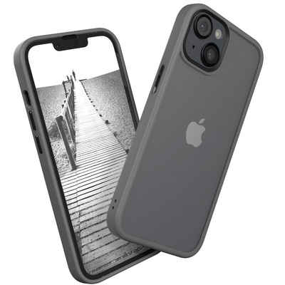EAZY CASE Handyhülle Outdoor Case für Apple iPhone 14 / Apple iPhone 13 6,1 Zoll, Hybrid Case mit Aufprallschutz Transparent kratzfest Back Cover Grau