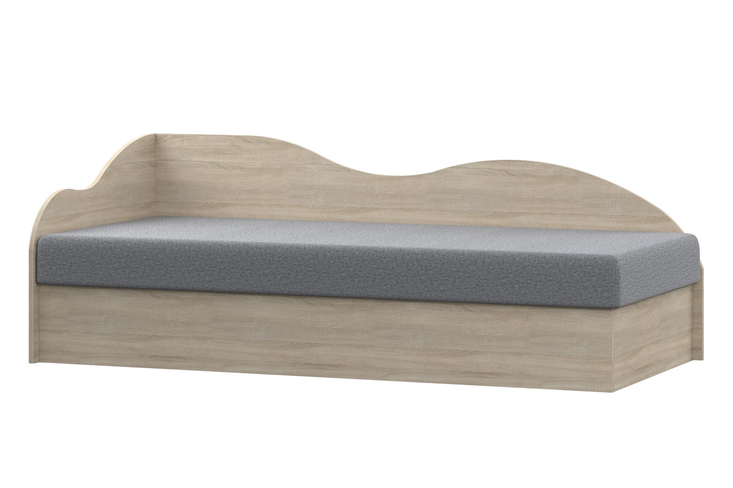 Deine Möbel 24 Jugendbett MIKI 90x200 cm in Grau (Set, 1-tlg., Jugendbett mit Matratze), Integrierter Bettkasten für zusätzlichen Stauraum