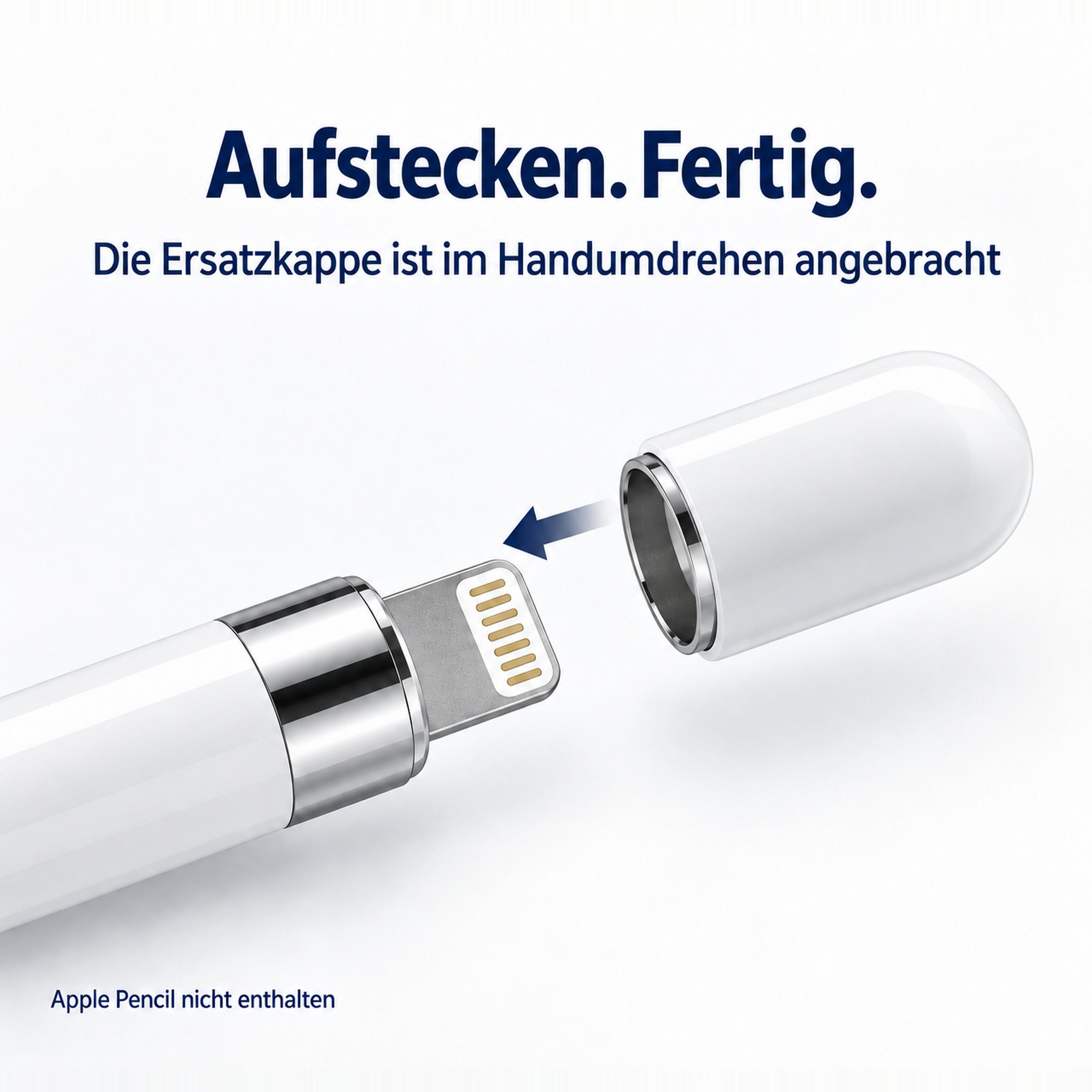 PlugUp Eingabestift-Adapter Ersatzkappe für Apple Pencil 1. Generation – Schutzkappe für Ladeport (1-St) Ersatzkappe für den Apple Pencil 1. Generation – Bild 4 von 5