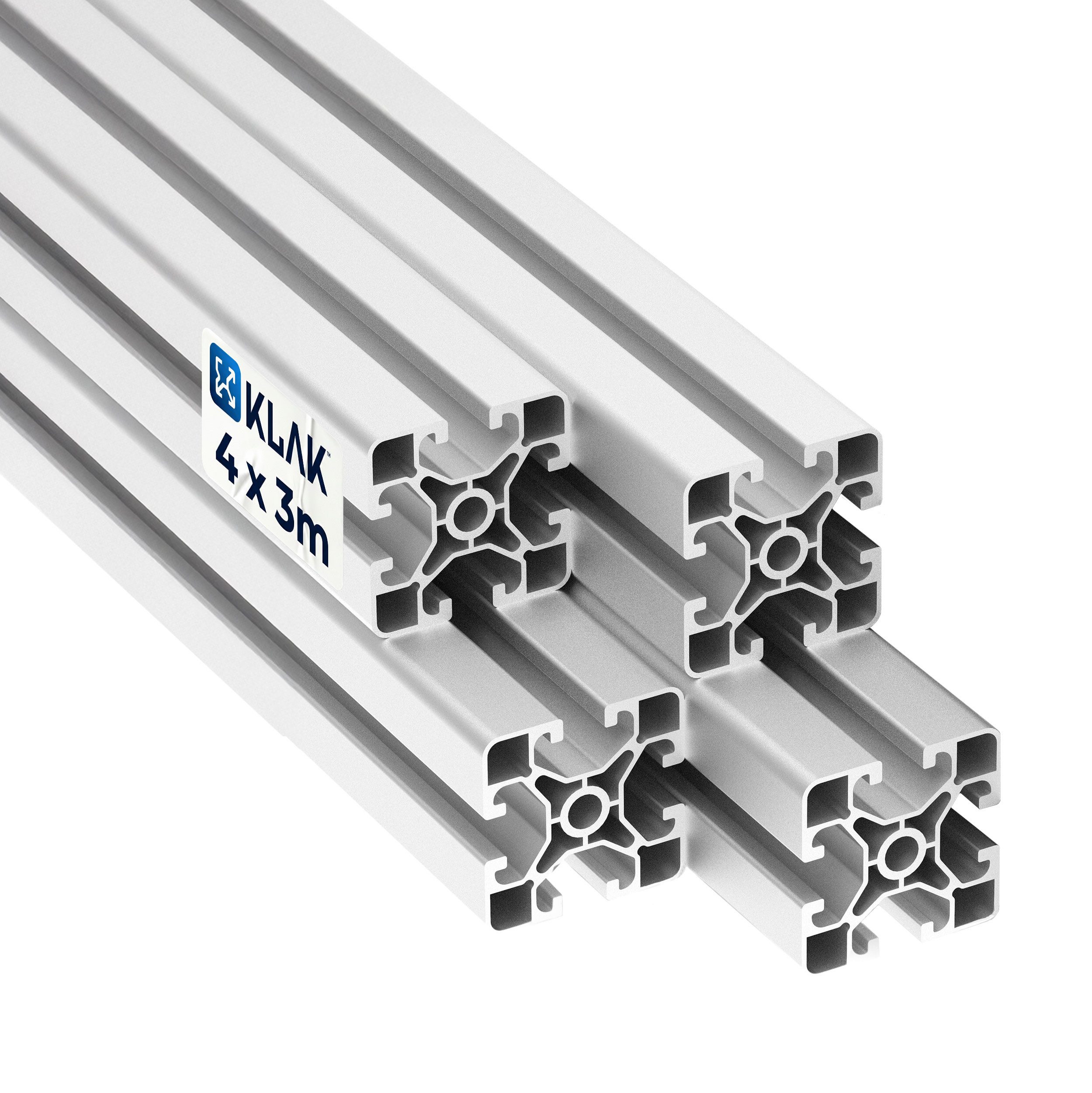KLAK Profil Alu Profil 4 Stück 40x40 light 3m System-, Montageprofil Nut 8 silber (Set)