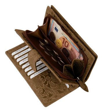 EAAKIE Geldbörse RFID Damen Geldbörse Portemonnaie Geldbeutel Damenbörse Wildleder, Damen Geldbörse klappbar mit Drückknopf