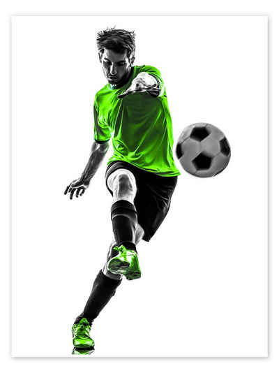 Posterlounge Poster Editors Choice, Fußballspieler beim Schuß, Illustration