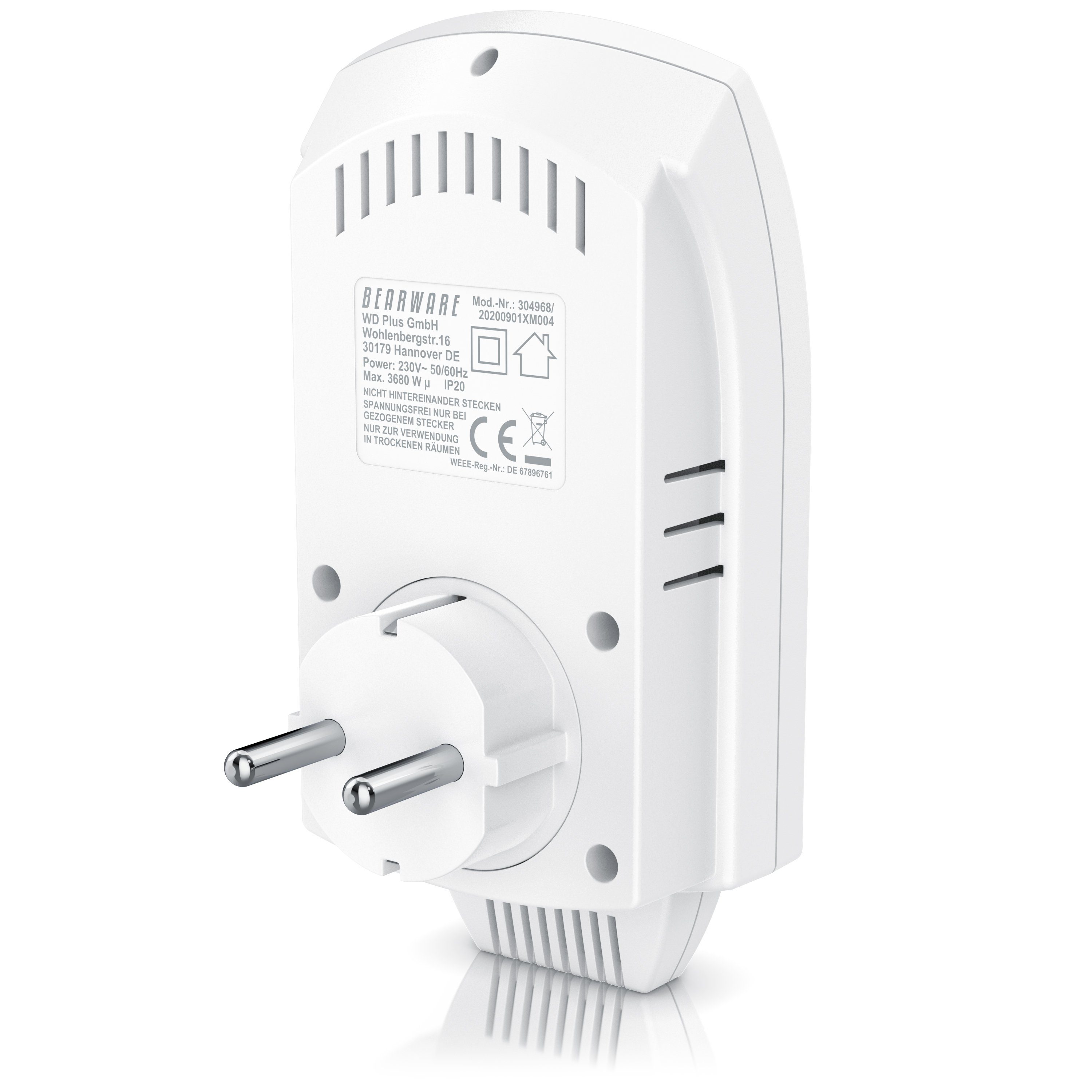 BEARWARE Steckdosen-Thermostat WLAN Steckdosenthermostat, WiFi Smart Life, für Heizgeräte, 5°-35°, max. 3680 W