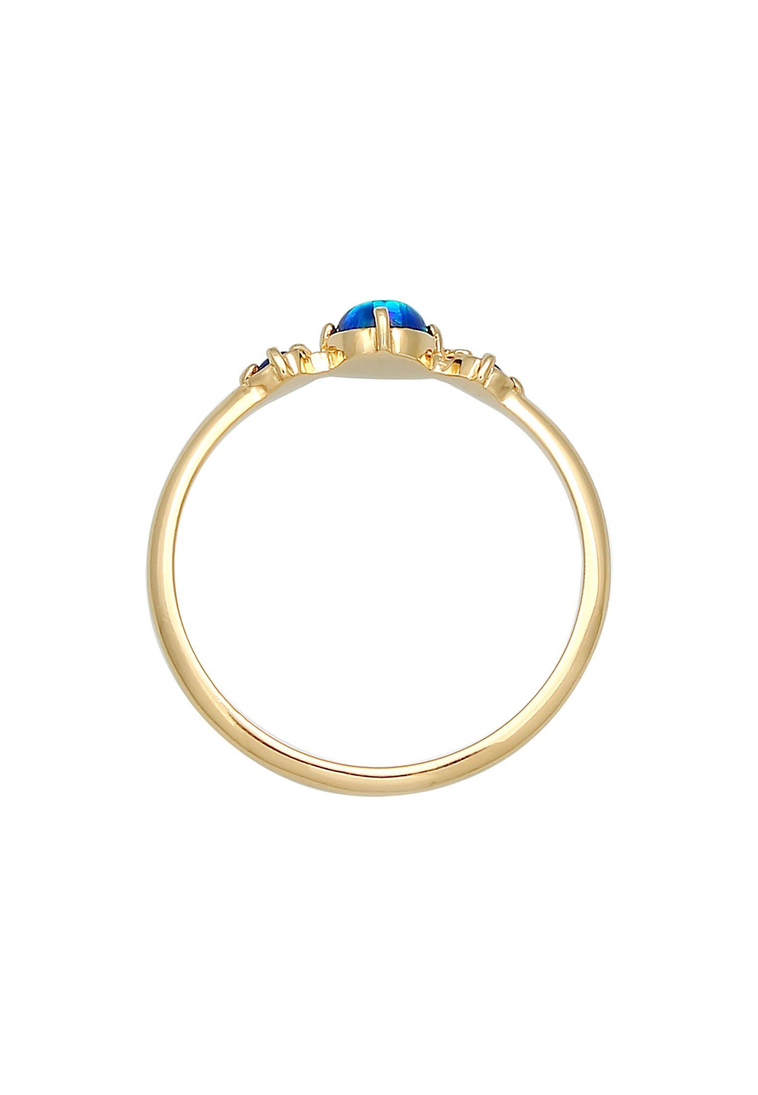 Elli Fingerring Opal Rund Trio Vintage 925er Silber