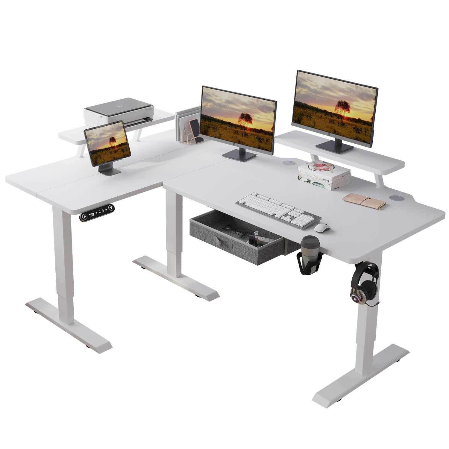 IvyIvy Gamingtisch L-förmiger höhenverstellbarer schreibtisch elektrisch 160x91cm (1-St)