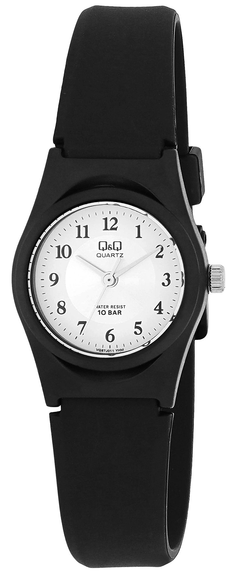 Q&Q Quarzuhr VQ87J011Y Damenuhr mit Silikonarmband, 10 BAR, schwarz