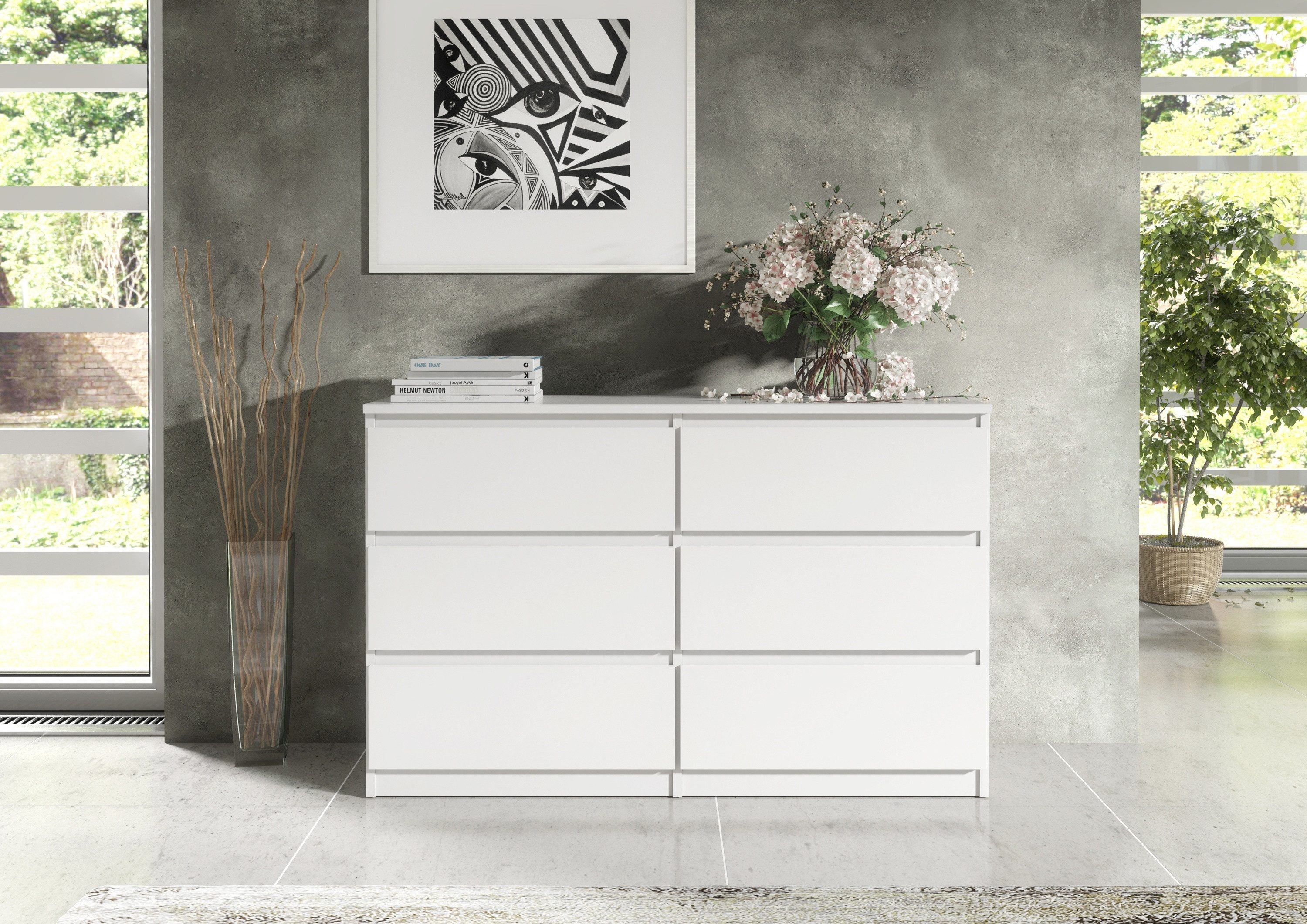 Raumhirsch Furniture Kommode, Sideboard, Kommode für das Schlafzimmer - Wohnzimmer (Maße: 100 × 39 × 78,5 cm, 6 Schubladen, Rollenschienen), viele Farbvarianten - Hochwertig & stabil