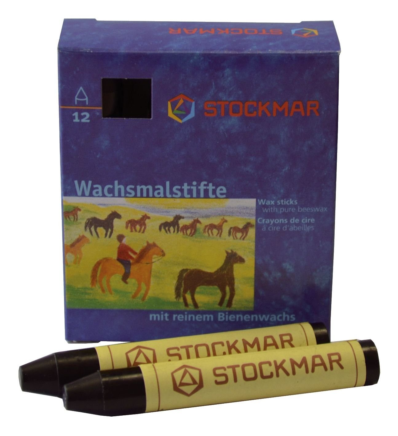 Stockmar Wachsmalstifte - 12 schwarz Stifte - Etui