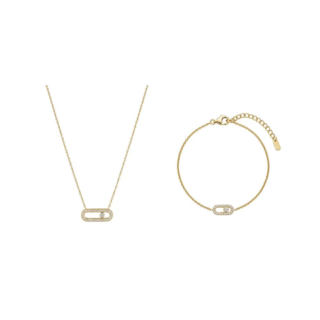 Suzan Gold Schmuckset Set 925 sterling silber damen schmuckset glieder oval halskette