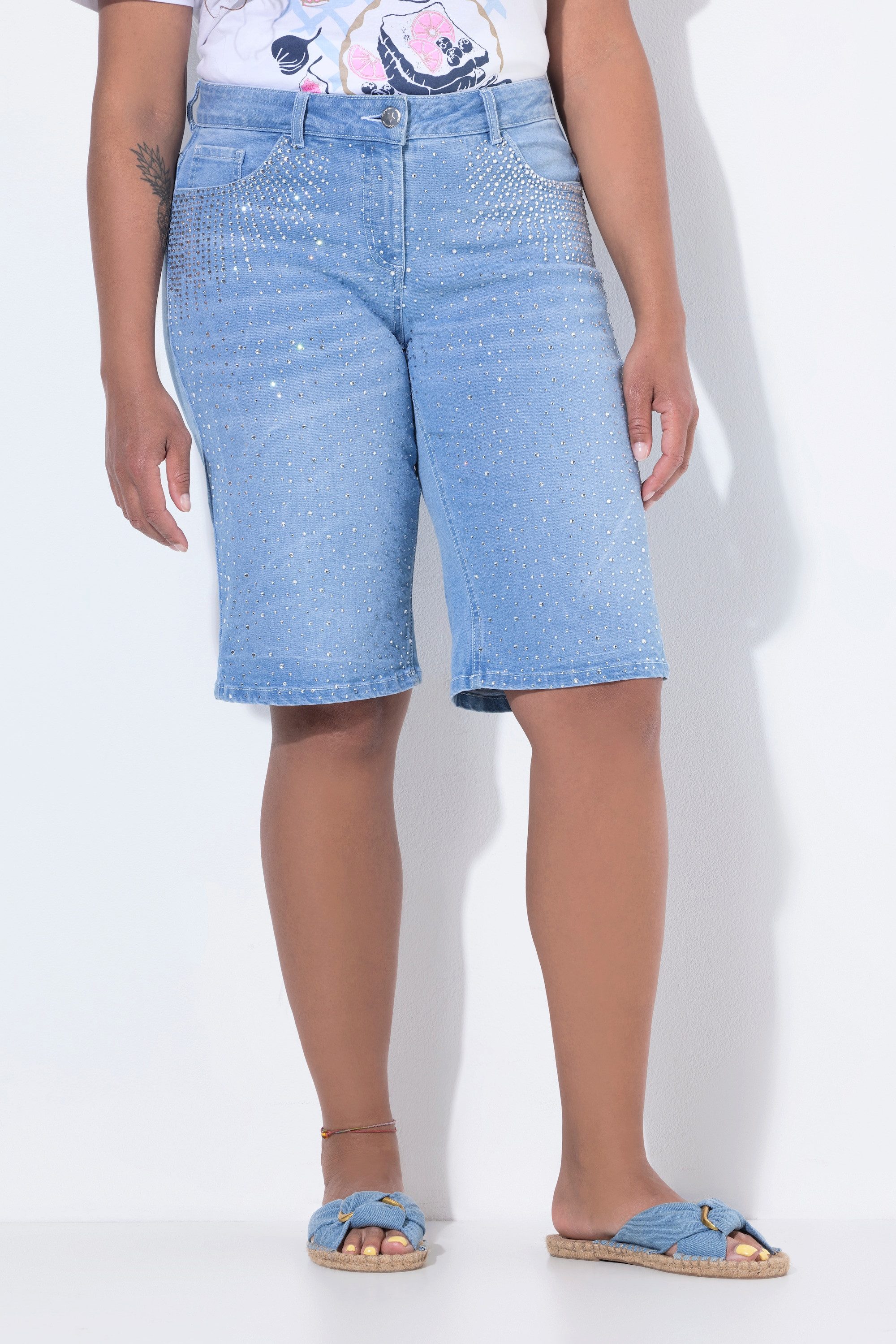 Angel of Style Regular-fit-Jeans Jeans-Bermuda Relaxed Fit Glitzersteinchen
