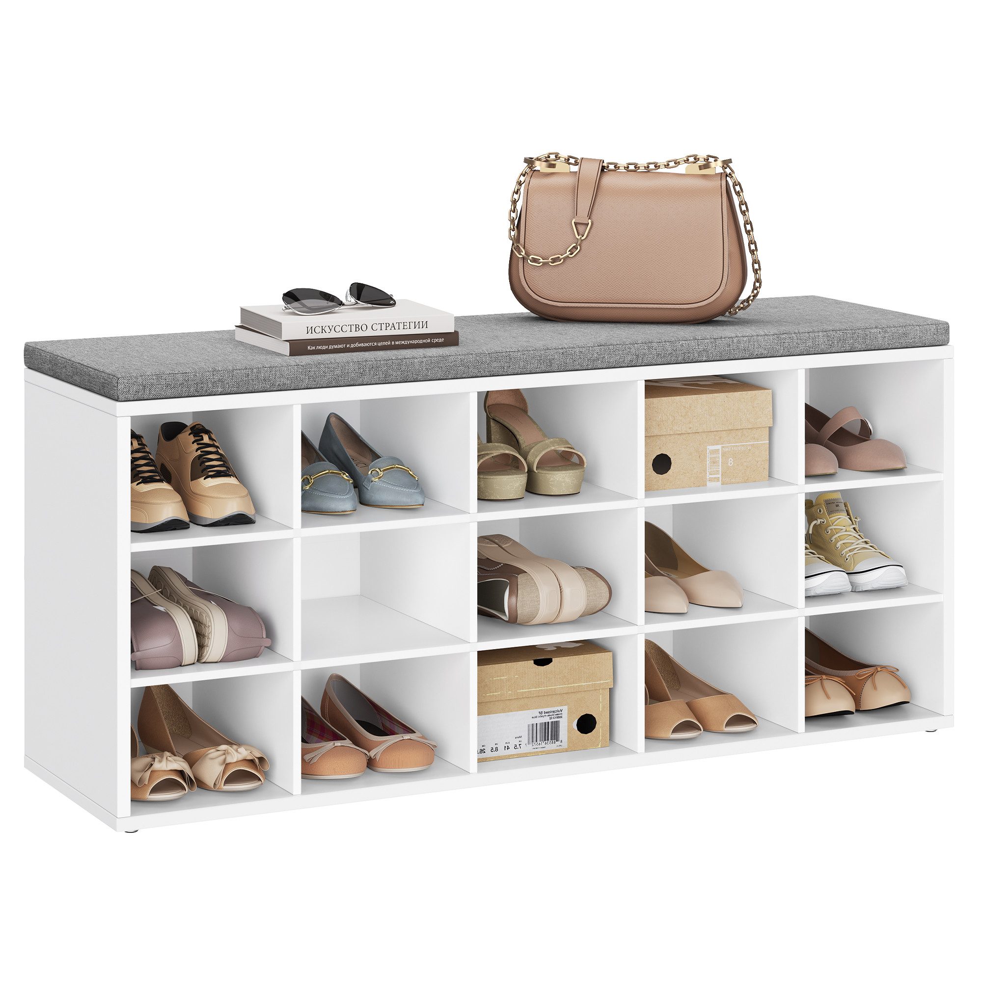 VASAGLE Schuhbank, Schuhregal, mit 15 Fächern, günstig online kaufen