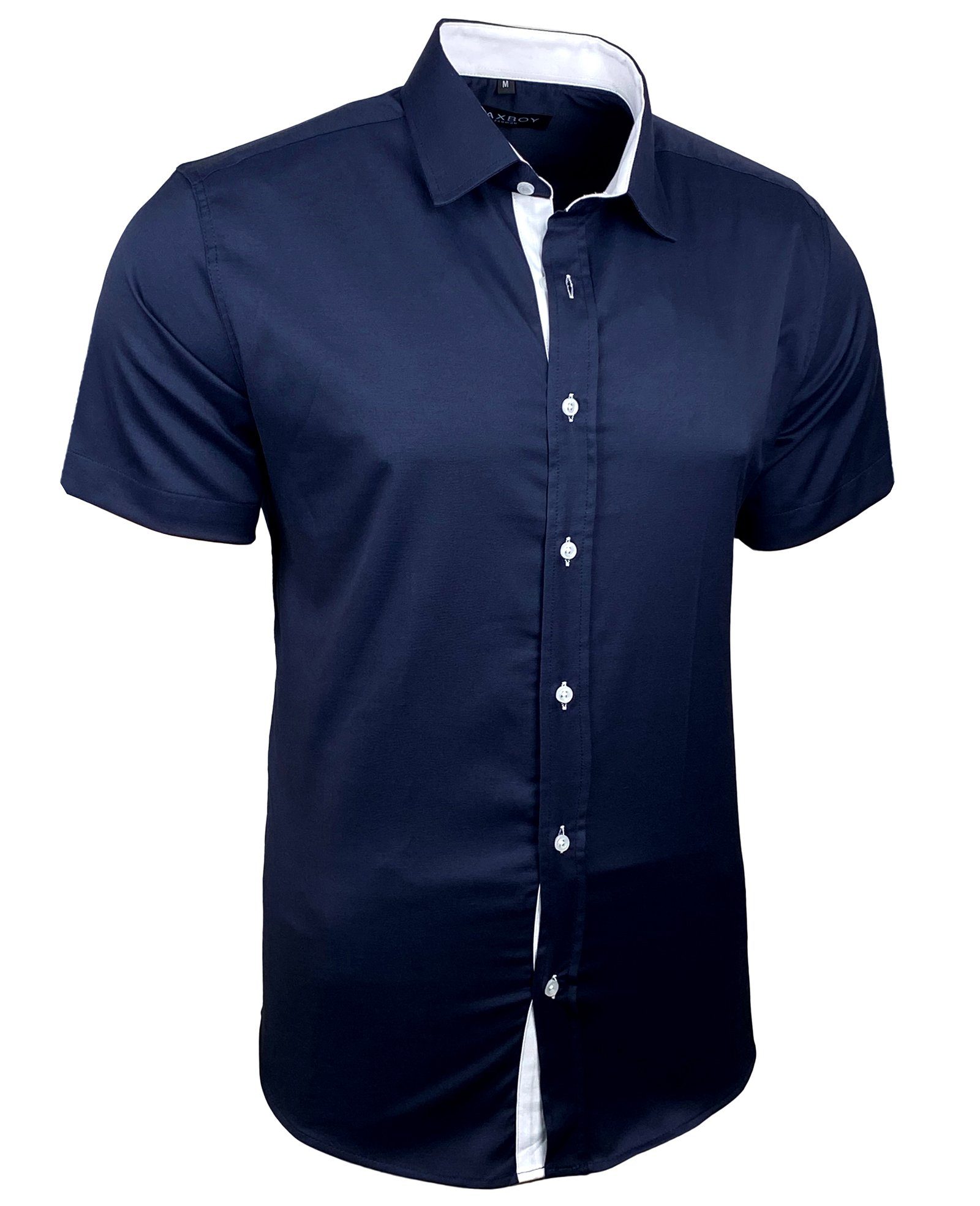 Baxboy Langarmhemd Kurzarmhemd Herren Hemd Bügelleichtes Slim Fit Kentkragen Uni B-455
