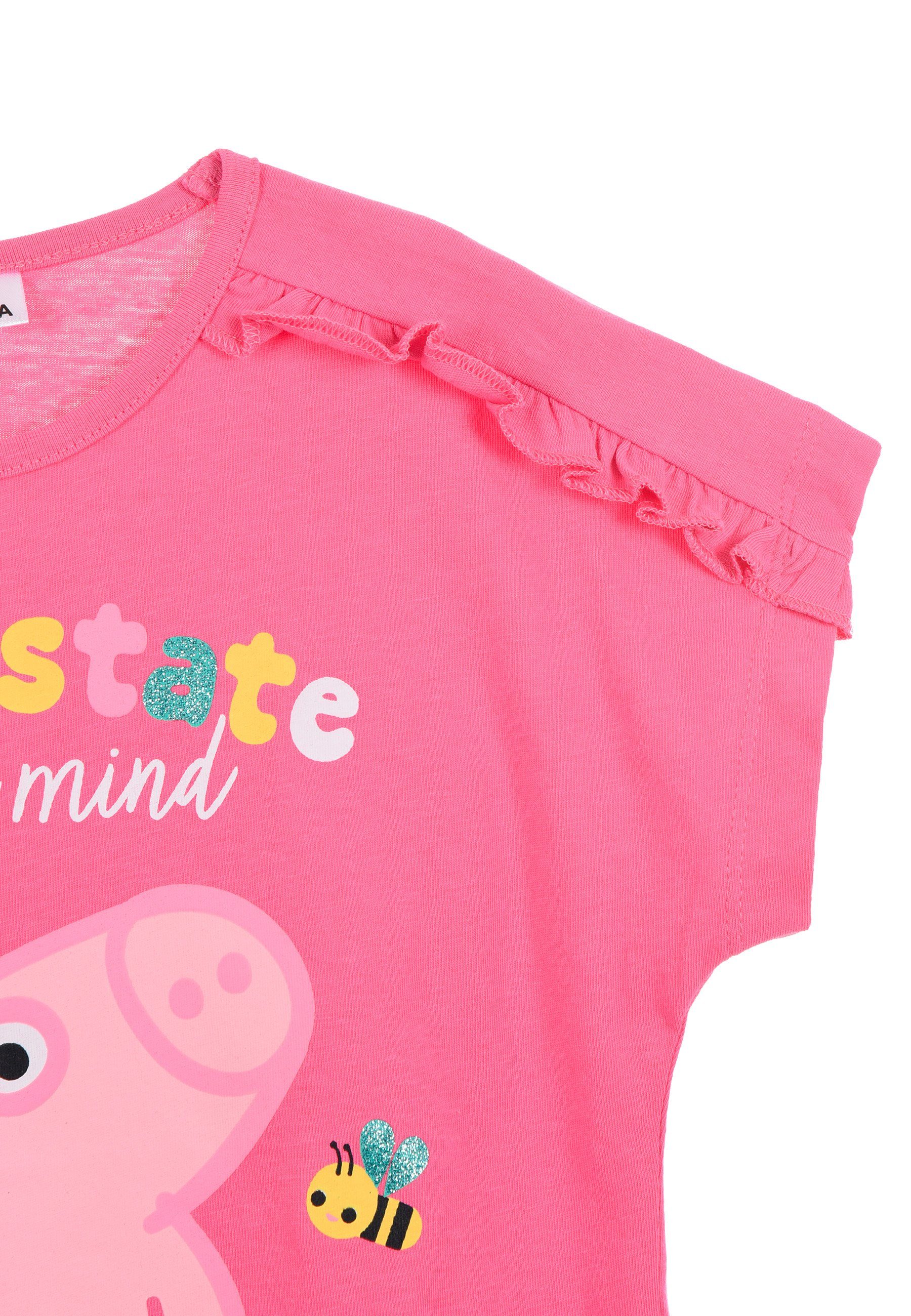 Peppa Kurzarm-Shirt Mädchen Oberteil T-Shirt Pink Pig