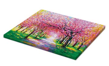 Posterlounge Leinwandbild Leon Devenice, Kirschblütenbäume, Wohnzimmer Modern Malerei