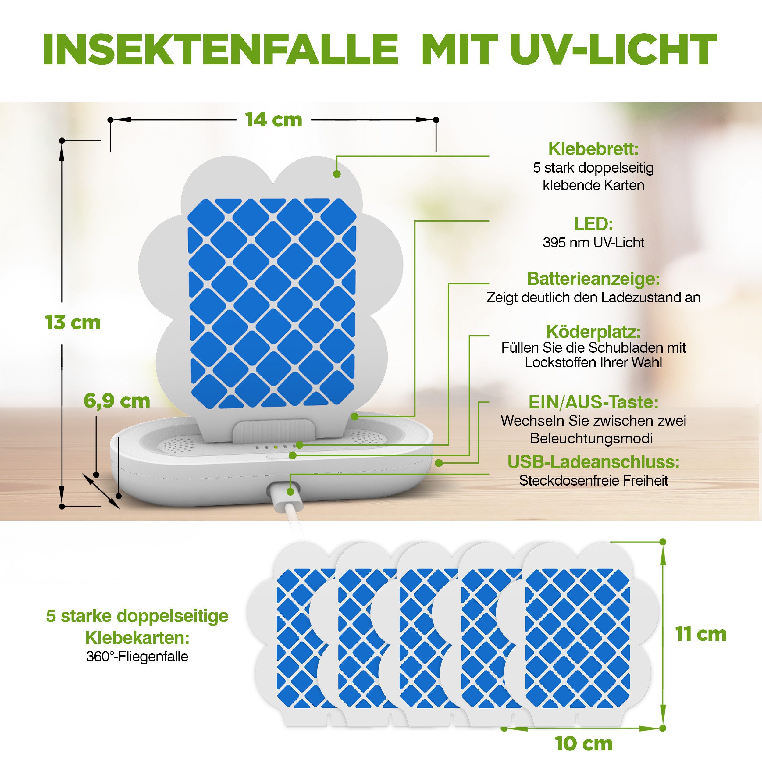 ISOTRONIC Klebefalle Isotronic Mobile Insektenfalle mit UV-Licht