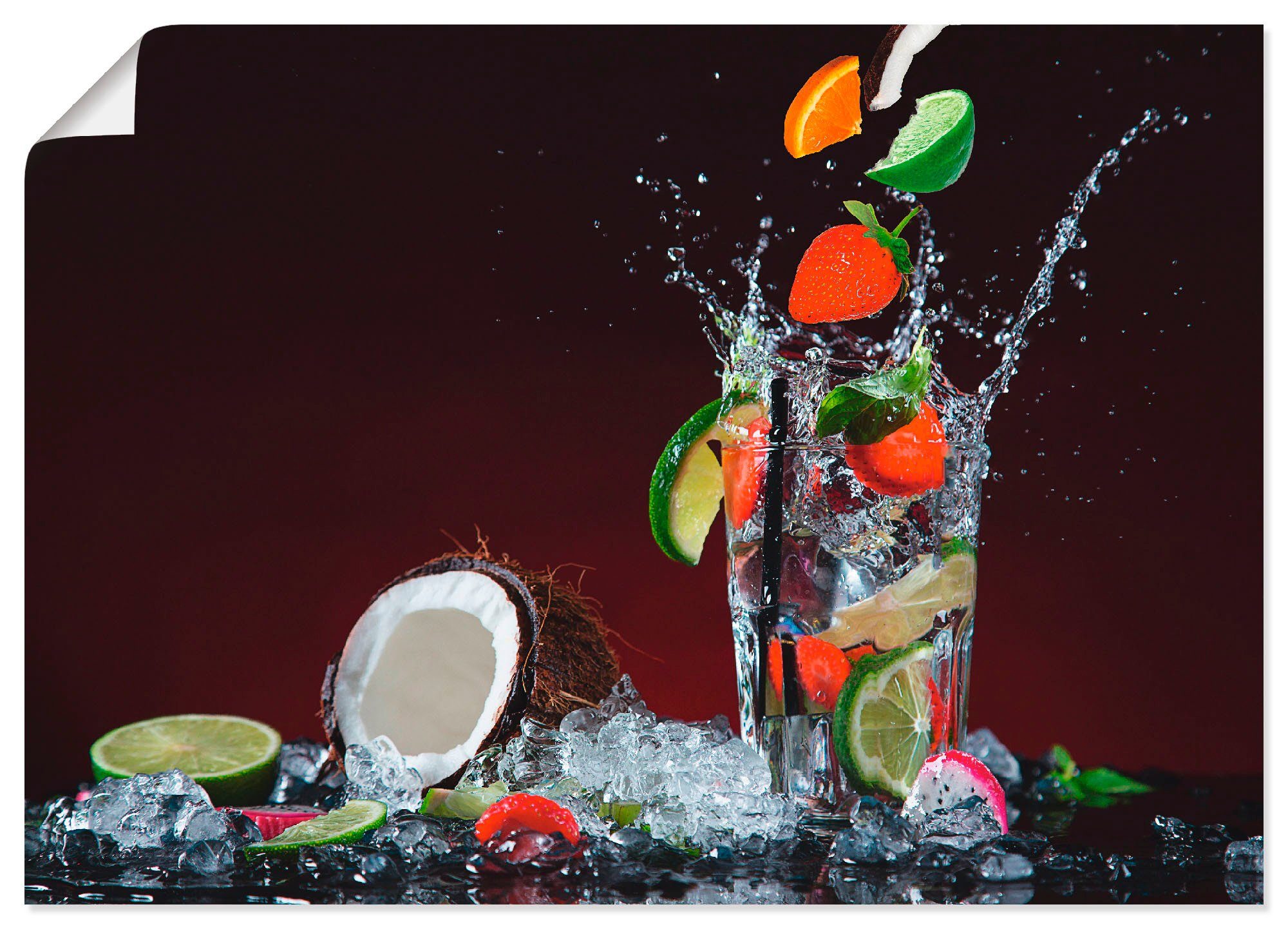 Artland Wandbild Frischer Fruchtcocktail, Getränke (1 St), als Leinwandbild, Wandaufkleber oder Poster in versch. Größen