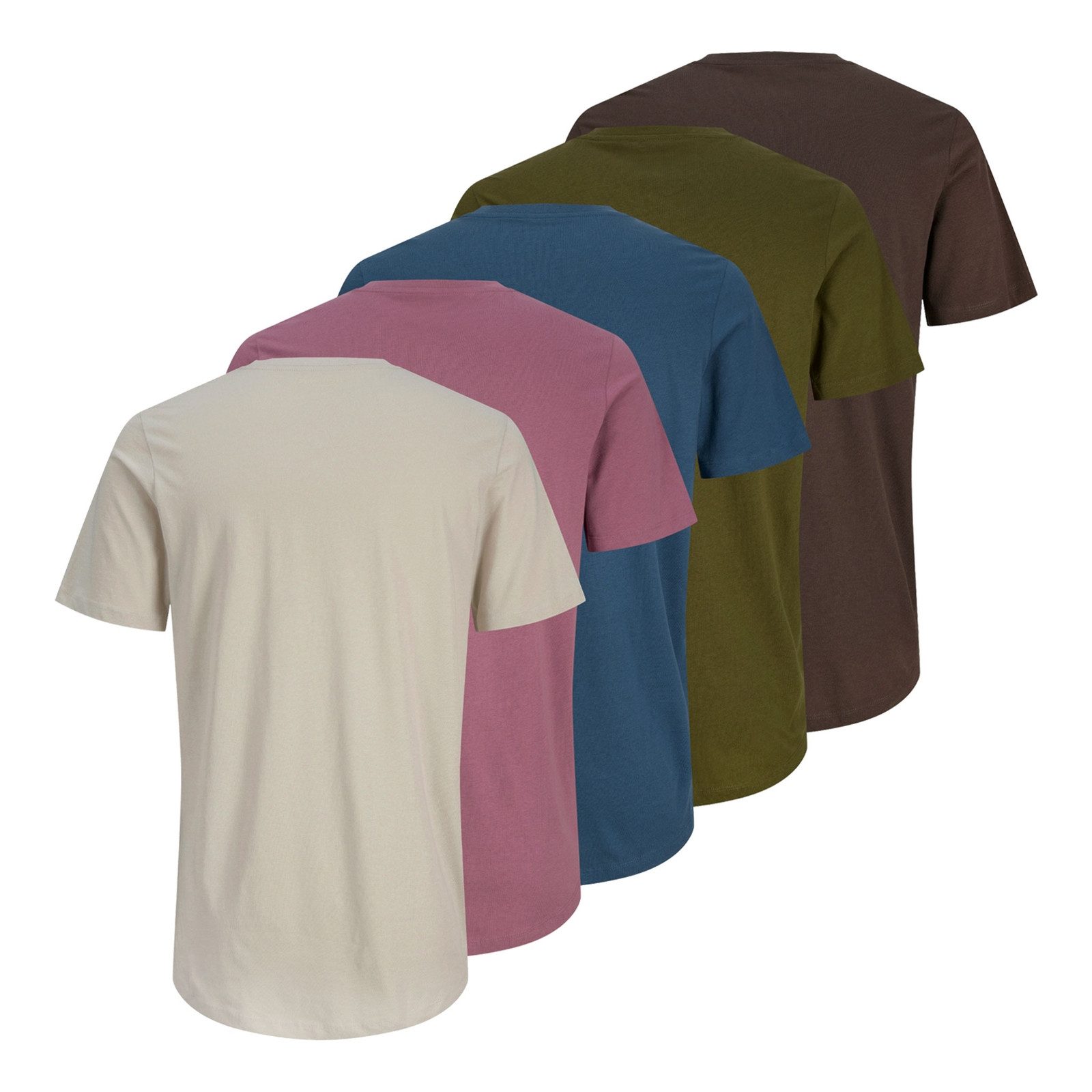 Jack & Jones T-Shirt Tee SS Crew Neck 5PK mit kleinem Logo auf der linken B günstig online kaufen