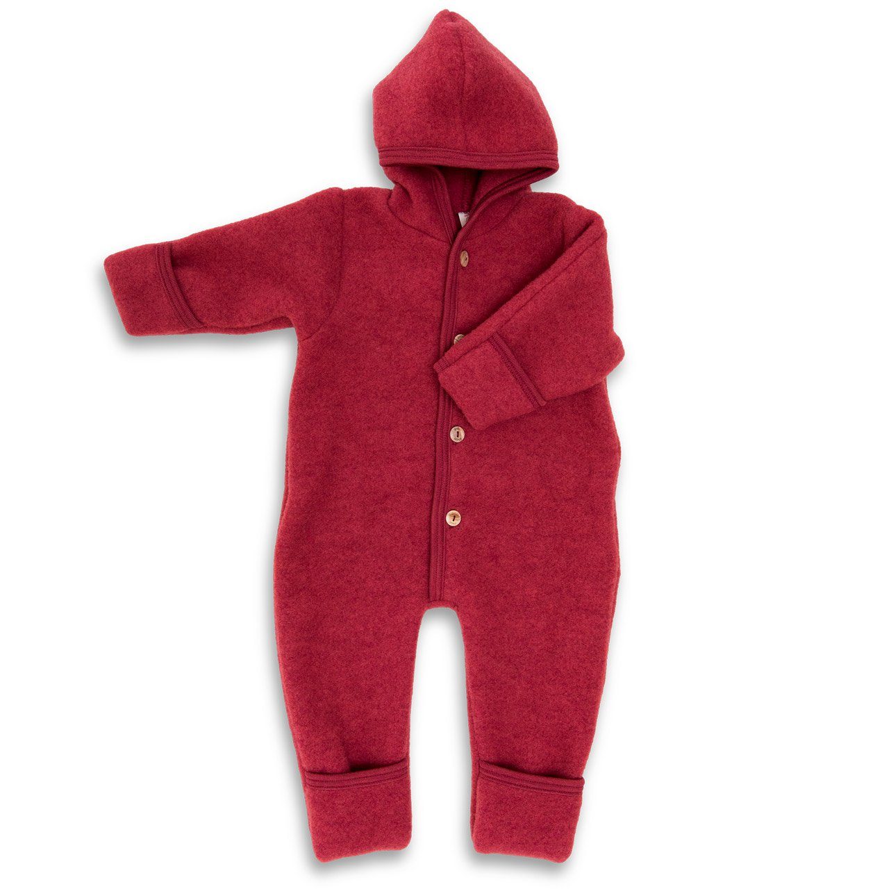 Engel Naturkleidung Overall (1-tlg) Baby Fleece Overall mit Kapuze aus Bio Merinoschurwolle