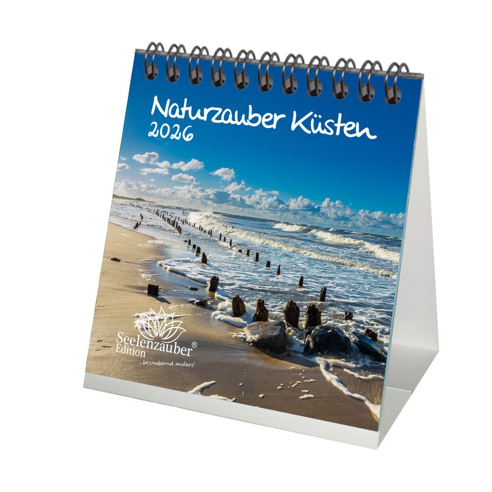Seelenzauber Tischkalender Naturzauber Küsten Tischkalender 10cm x 10cm für 2026 Urlaub Meer