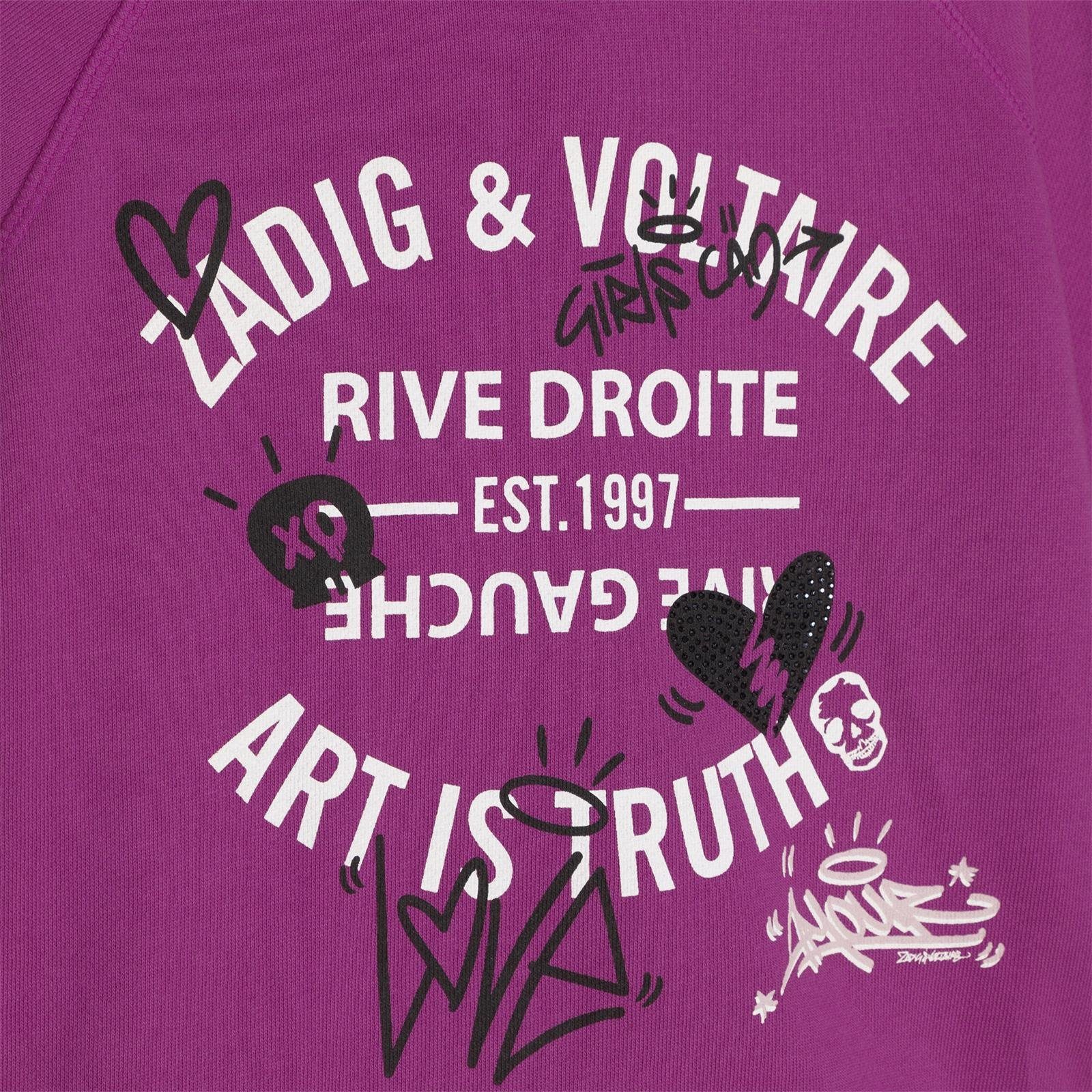 Kids Kapuzensweatshirt pink Paris Logo Kapuzensweatshirt mit ZADIG Hoodie & & Voltaire Zadig VOLTAIRE