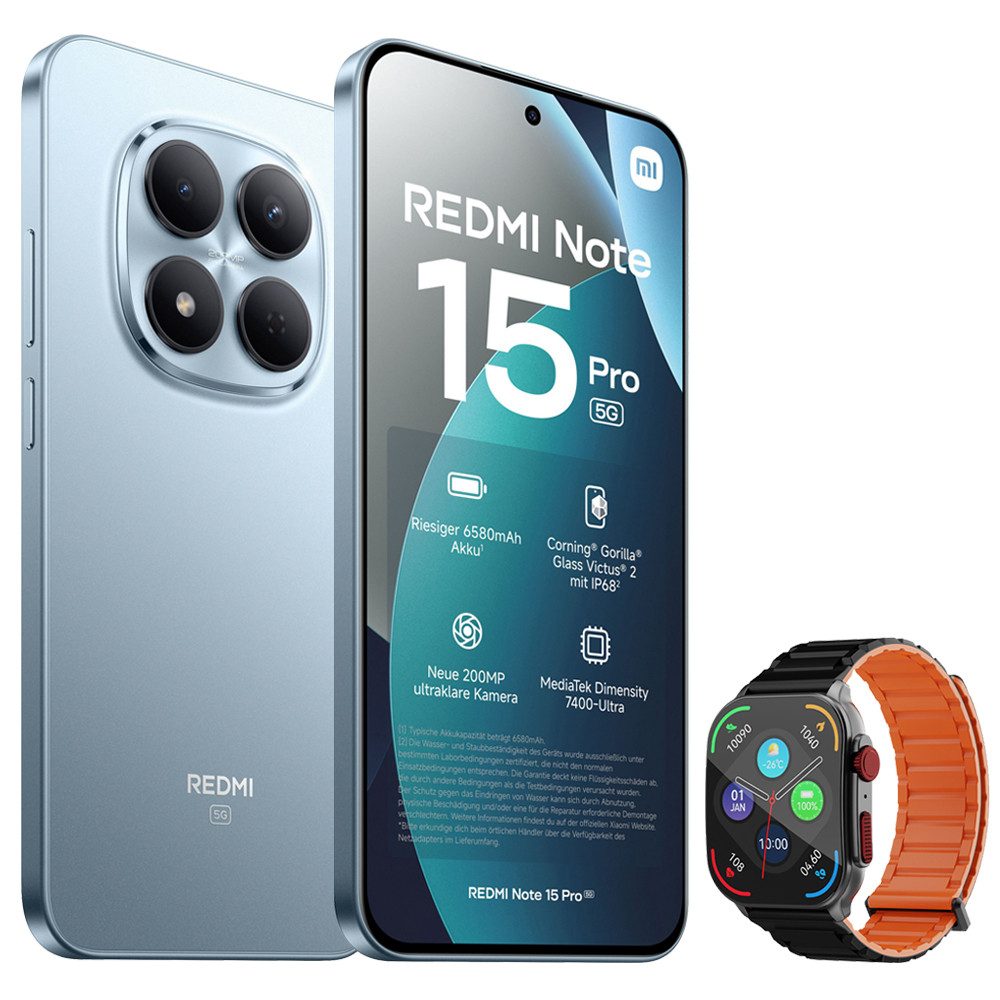 Xiaomi Redmi Note 15 Pro 5G 12+512GB Smartphone & Smartwatch Handy (200 MP Kamera)
