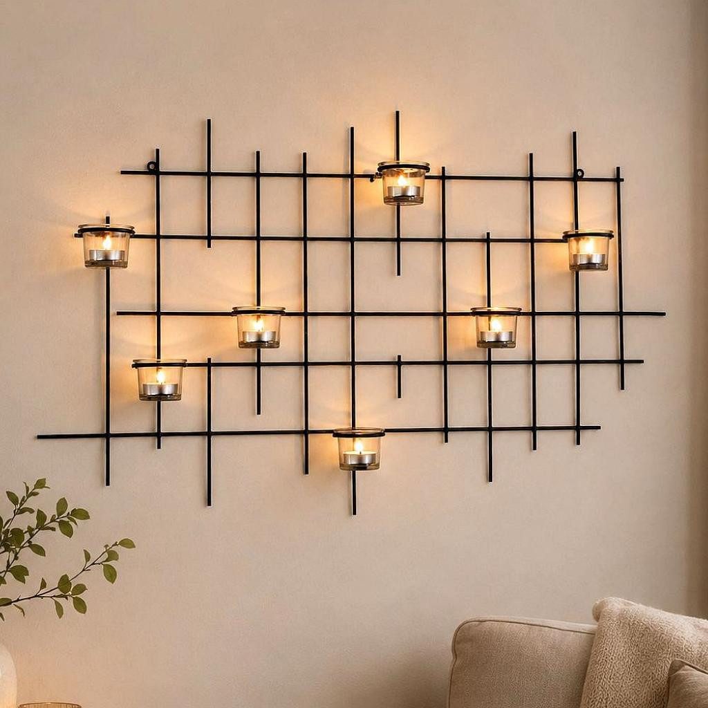 DanDiBo Teelichthalter Wand 7XXL Wandkerzenhalter Metall 83 cm Wandteelichthalter, Kerzenhalter