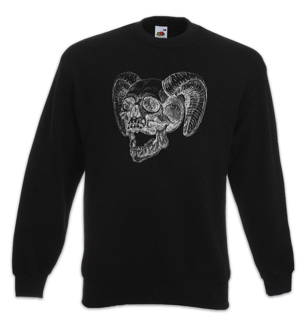 Sweatshirt Horned Skull Sweatshirt Teufel Lucifer Satan Schädel Devil Satanismus