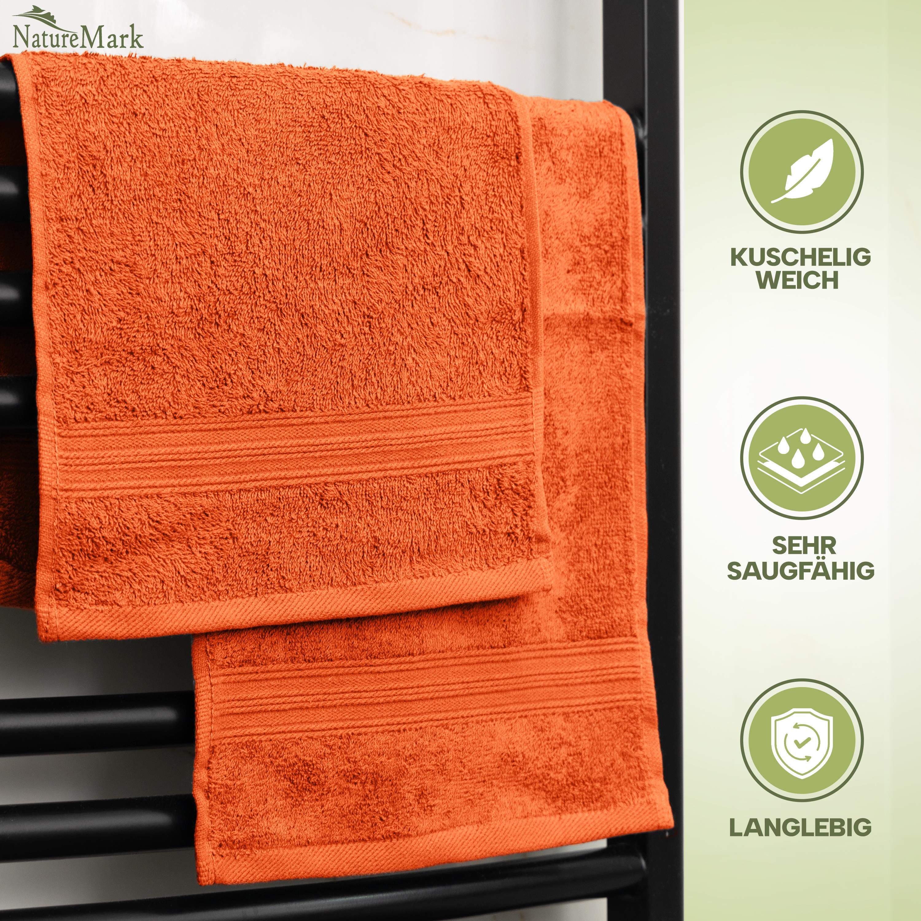 NatureMark Gästehandtuch Gästetuch 500gsm, 100% Baumwolle (12-St), Gästehandtuch Premium Qualität, 30x50cm, Terrakotta – Bild 4 von 5