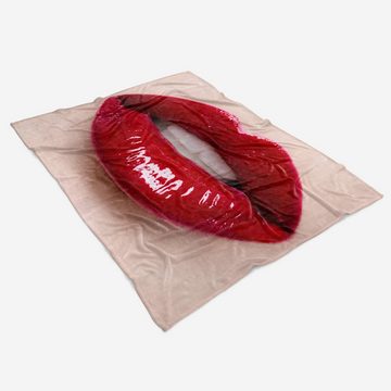 Sinus Art Handtücher Handtuch Strandhandtuch Saunatuch Kuscheldecke mit Fotomotiv Lippen Sexy roter, Baumwolle-Polyester-Mix (1-St), Handtuch