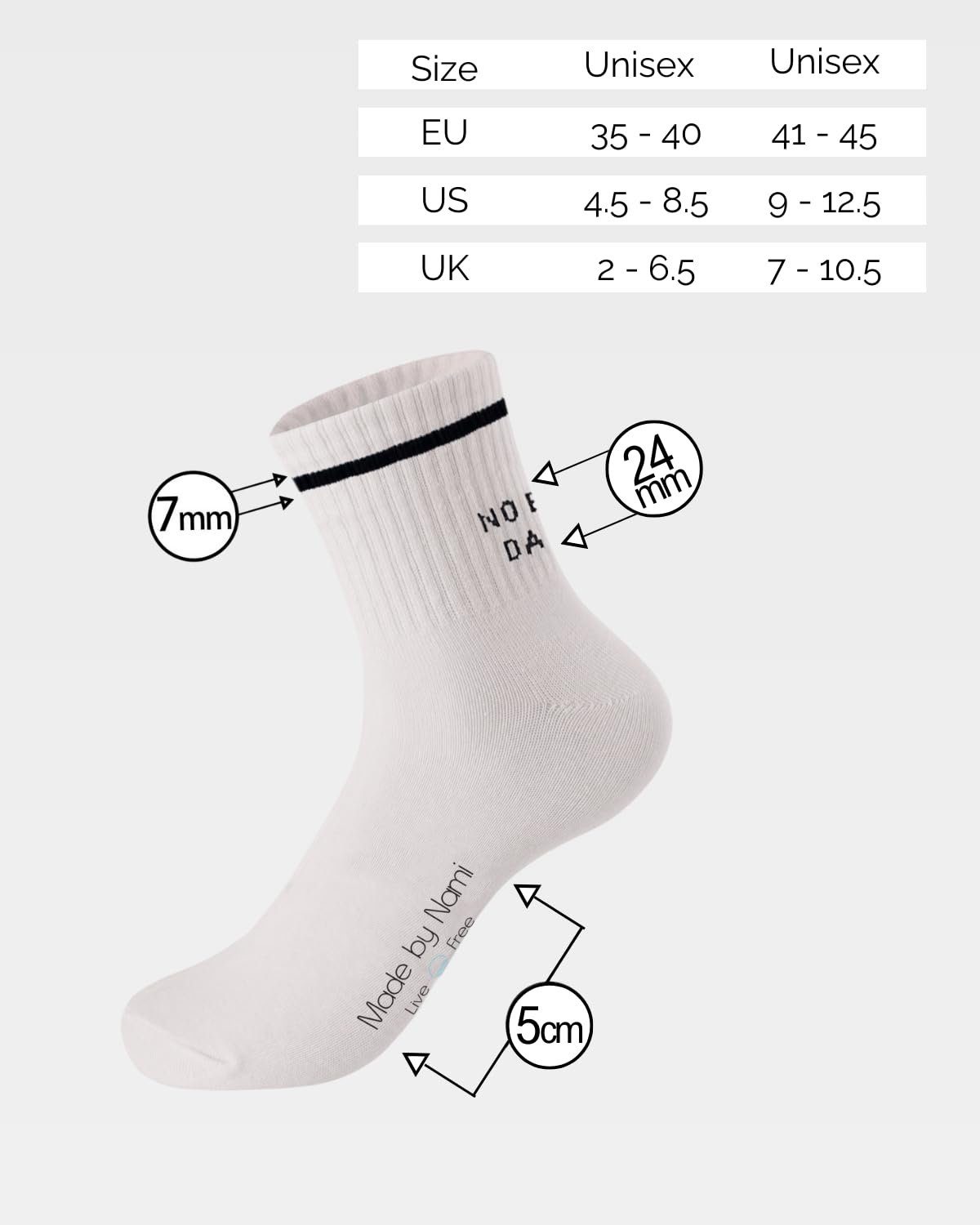 Lustige by Nami Socken Crew Sprüchen Socks Retro Sprüchen Atmungsaktive Tennissocken mit 3 (Set, Herren Socken Damen Socken Weiße Made & Paar) Set 3er mit
