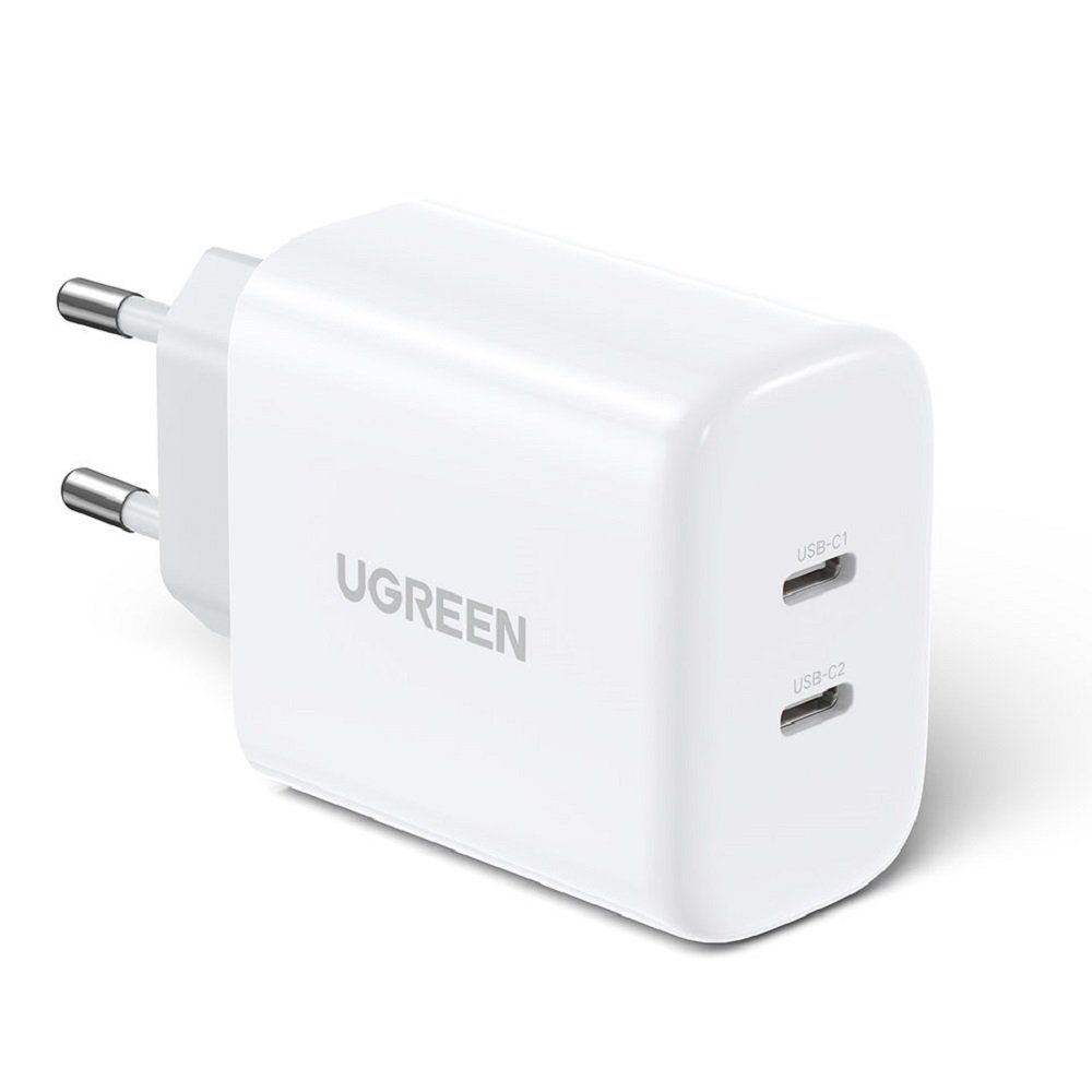 UGREEN Reiseladegerät 2x USB Typ C 40W Power Delivery Schnell-Ladegerät Smartphone-Ladegerät
